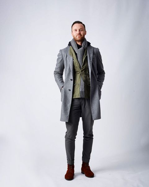 Clothing, Sleeve, Human body, Trousers, Collar, Jacket, Textile, Standing, Outerwear, Denim, 