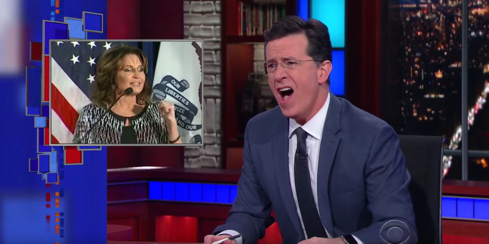 Colbert on Sarah Palin's Trump Endorsement - Colbert's Amazing Palin ...