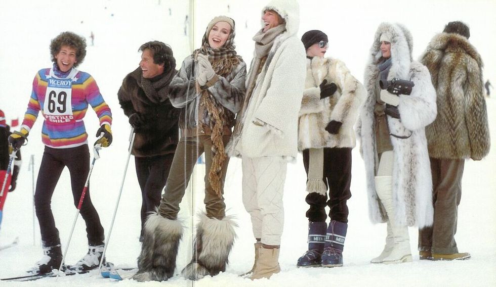 Human, Winter, Textile, Snow, Fur, Natural material, Ski pole, Ski Equipment, Fur clothing, Animal product, 
