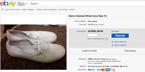 Can Buy Damn Daniel White Vans For $400,000 on eBay