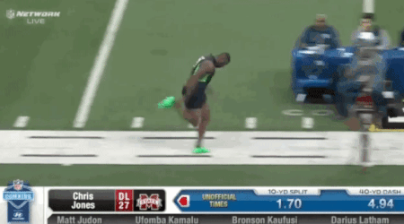 Defensive Lineman Went Balls Out (Literally) at NFL Combine 40-Yard Dash