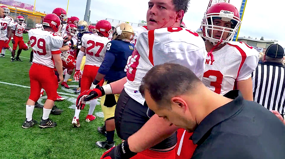 Watch the NYPD, FDNY Charity Football Game Fight