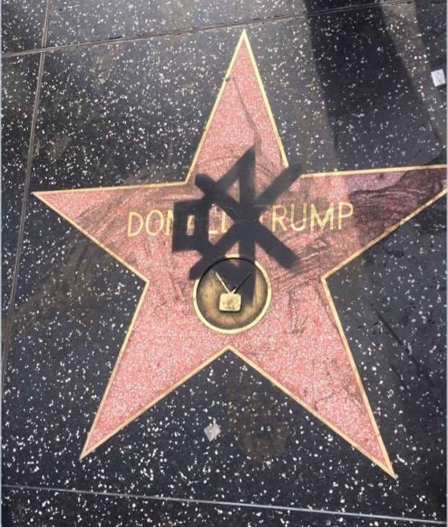 An American Hero Spray-Painted a Mute Sign on Donald Trump's Hollywood Star