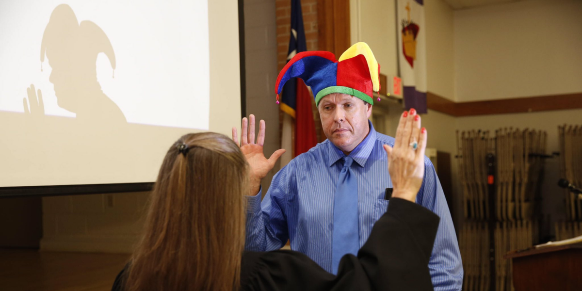 Robert Morrow Wears Jester Hat to Swearing-In Ceremony as Texas GOP ...