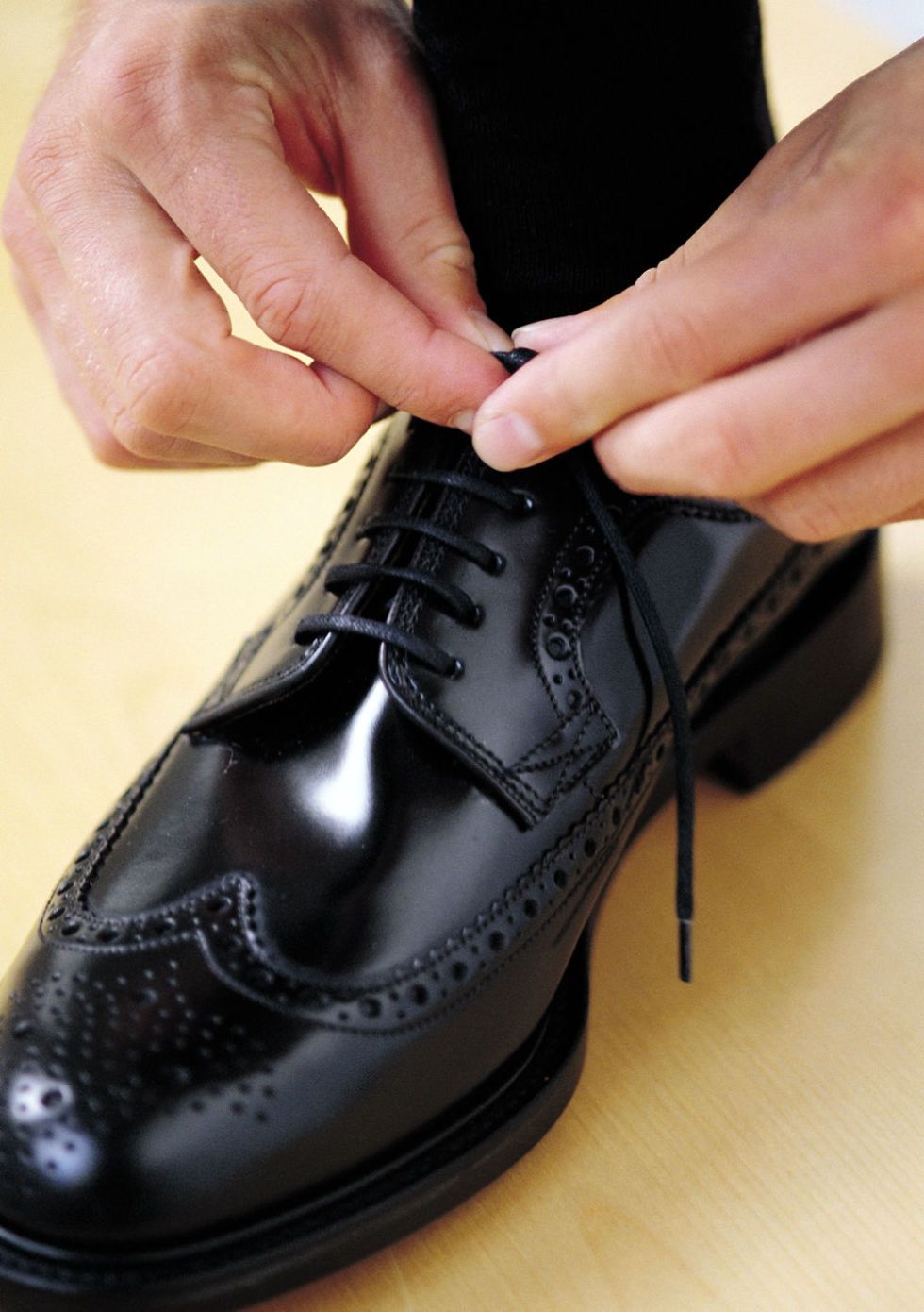 shining black leather shoes