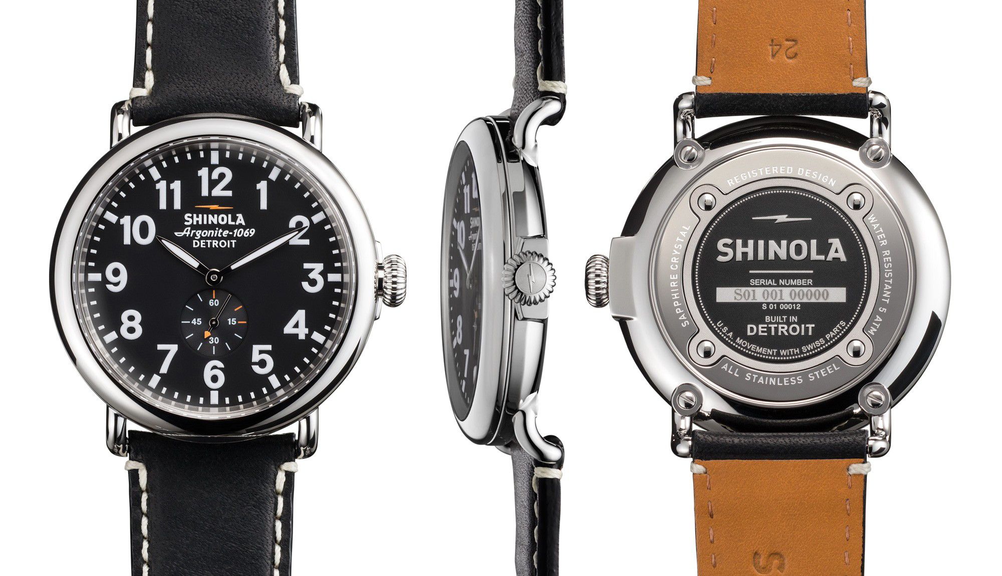 Shinola - Runwell Automatic Black Watch, 45mm | Mitchell Stores