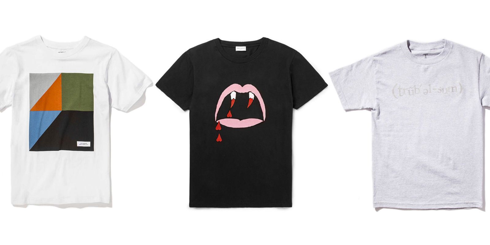white black and red graphic tee