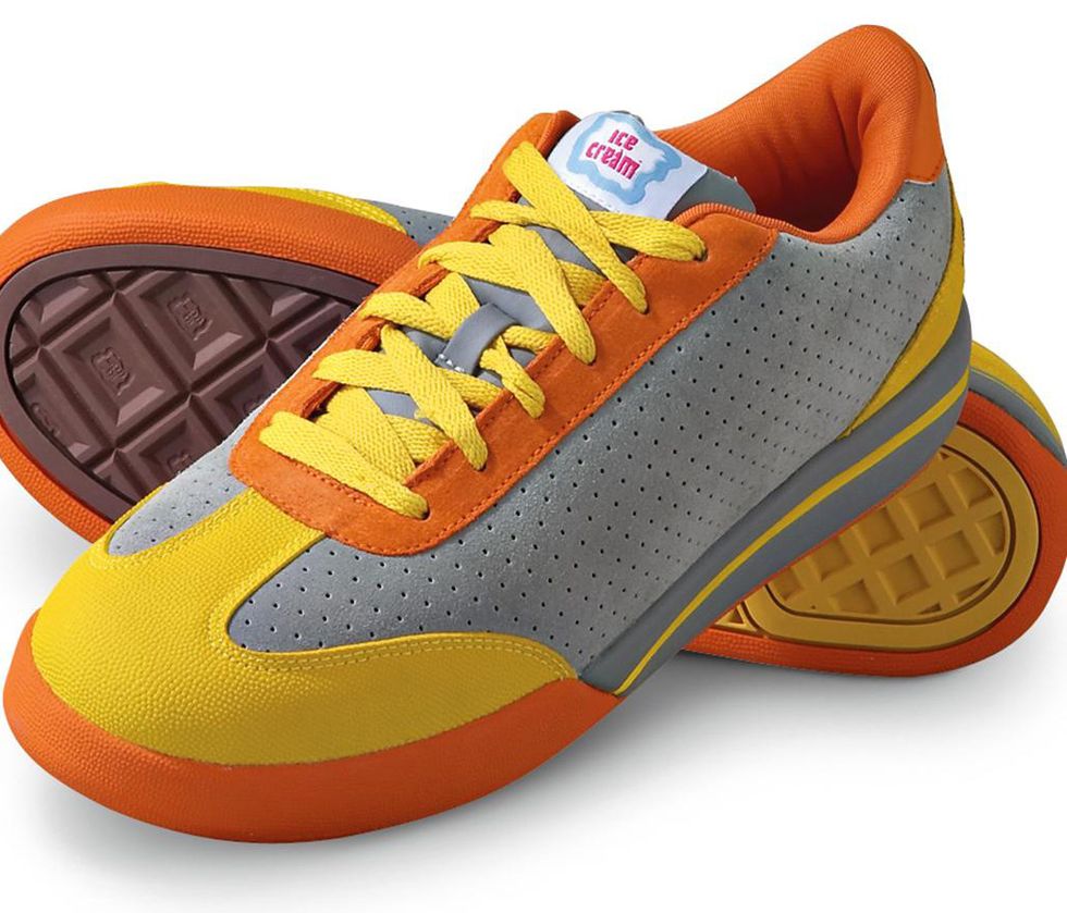 Footwear, Product, Shoe, Yellow, Brown, Orange, White, Red, Athletic shoe, Tan, 