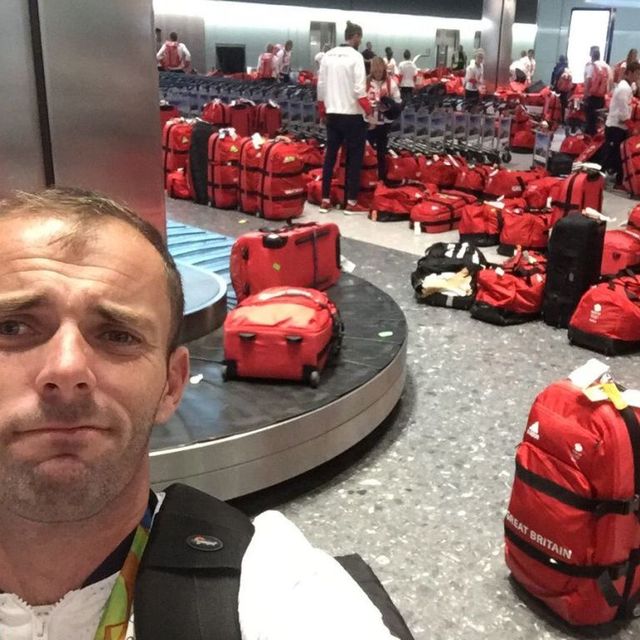 Red, Carmine, Baggage, Luggage and bags, Service, Bumper, Coquelicot, Hand luggage, Selfie, Moustache, 