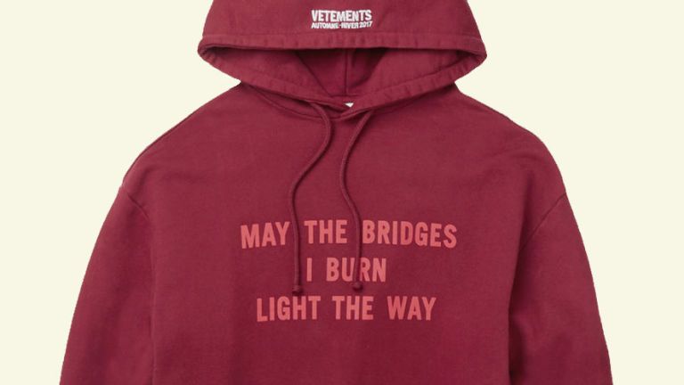 Vetements May the Bridges I Burn Light the Way Hoodie Origin