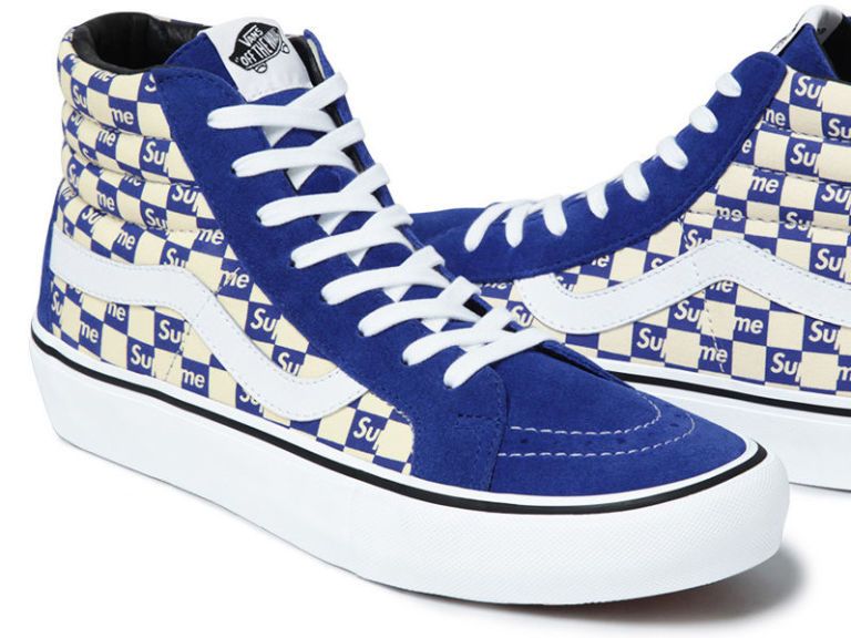 靴 Supreme VANS SK8-Hi Pro Checker Logo 27 Vans-Sk8-Hi-Supreme-Red-
