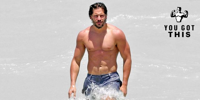 Human body, Denim, Facial hair, Chest, Barechested, People in nature, Abdomen, Muscle, Trunk, Stomach, 