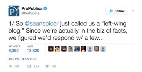 ProPublica Just Absolutely Owned Sean Spicer on Twitter