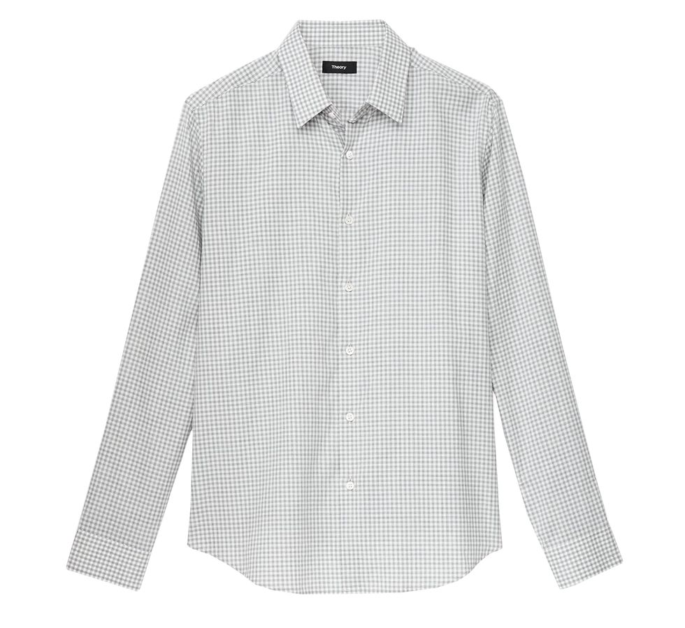 Clothing, White, Collar, Shirt, Sleeve, Dress shirt, Button, Pattern, Outerwear, Plaid, 