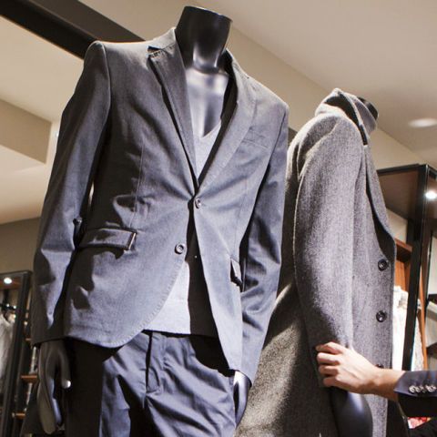 Collar, Dress shirt, Coat, Retail, Formal wear, Clothes hanger, Blazer, Fashion, Jacket, Suit trousers, 