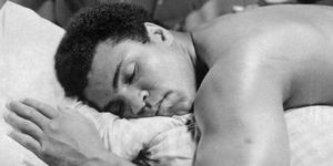 Black, Barechested, Muscle, Arm, Forehead, Eye, Neck, Black-and-white, Sleep, Photography, 