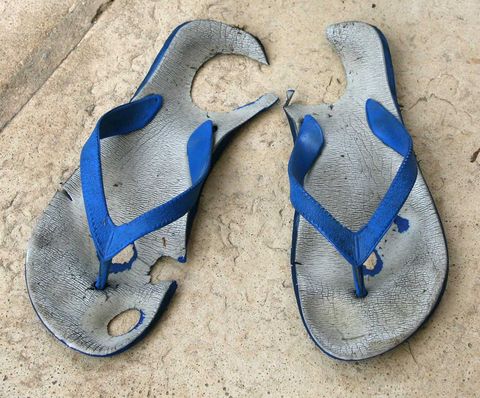Footwear, Blue, Shoe, Slipper, Electric blue, Number, Flip-flops, Sandal, 