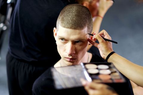 Ear, Wrist, Nail, Crew cut, Eyelash, Buzz cut, High and tight, Personal grooming, Makeover, Cosmetics, 