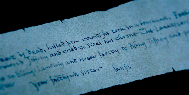 Game of Thrones Letter Theory - Sansa's Letter Arya Stole From ...