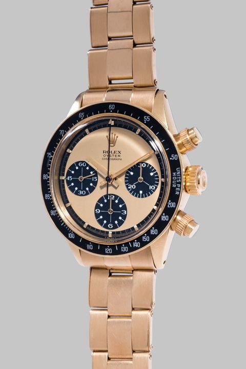 <p>You are looking at <a href="http://rolexpassionreport.com/23952/without-doubt-rolex-king-auction-room/" target="_blank">three point seven million dollars</a>: $3,717,906, to be exact, as the hammer struck at Phillips Geneva Watch Auction in May of 2017. This yellow-gold Daytona Reference 6263 is also known as the "Lemon," for good reason, and just one of three known to exist with this color scheme. </p>