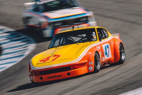 <p>This 400-horsepower Datsun 240Z won the IMSA GTU championship in 1976, with Brad Frisselle driving. In 2013 it was <a href="http://canepa.com/speedhunters-70s-spirit-the-imsa-240z/" target="_blank">restored by Canepa</a>. </p>