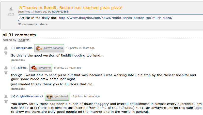 Reddit Gives Free Pizza To Boston Marathon Boston Gets Pizza Aid - 