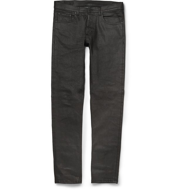 waxed denim jeans