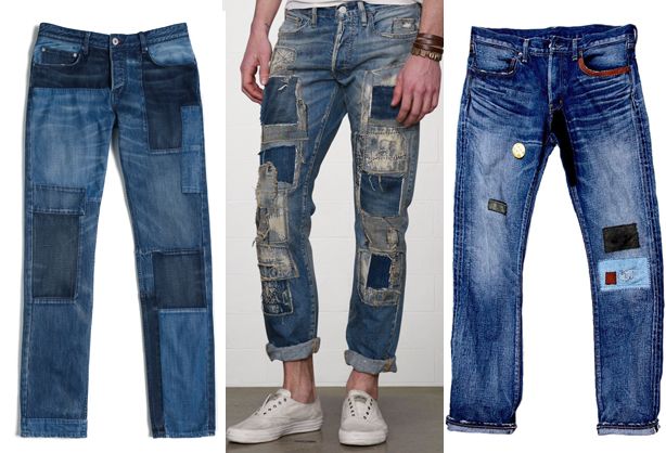 patchwork jeans mens