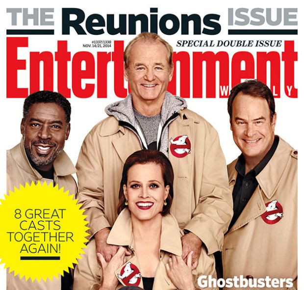 the only ghostbusters reunion we need bill murray and fellow cast members reunite in iconic jumpsuits