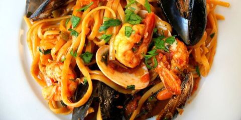 Food, Cuisine, Pasta, Ingredient, Spaghetti, Recipe, Seafood, Noodle, Cooking, Bivalve, 