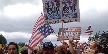 angry obama protesters in washington on 9/12