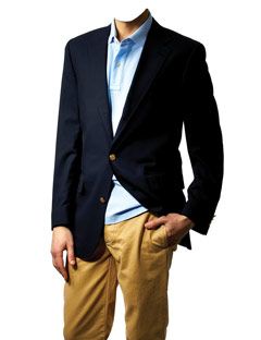 polo shirt with khakis and a blazer