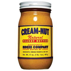 glass jar of Koeze Cream-Nut peanut butter