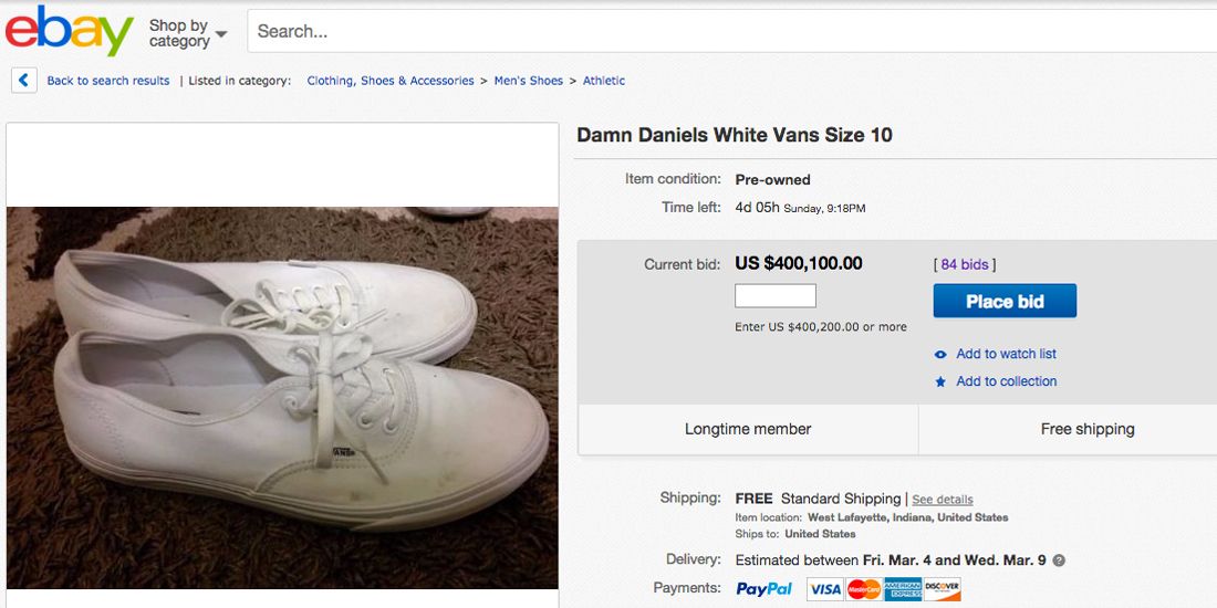 gebroken Melancholie psychologie You Can Buy Damn Daniel White Vans For $400,000 on eBay