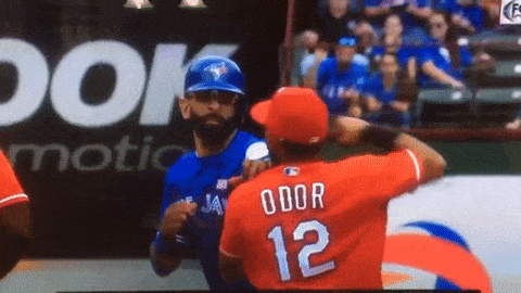 Bautista Slide Prompts Bench-Clearing Brawl - Blue Jays, Rangers Fight  After Odor Punch