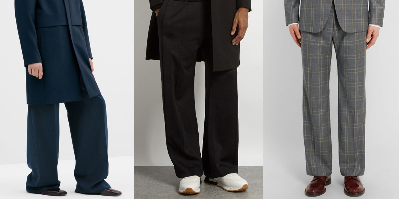 Wide Leg Pants Men's Fashion Solid Color Casual Pants Men Trousers Korean  Loose Straight-leg Suit Pants Mens Dress Pants M-2XL