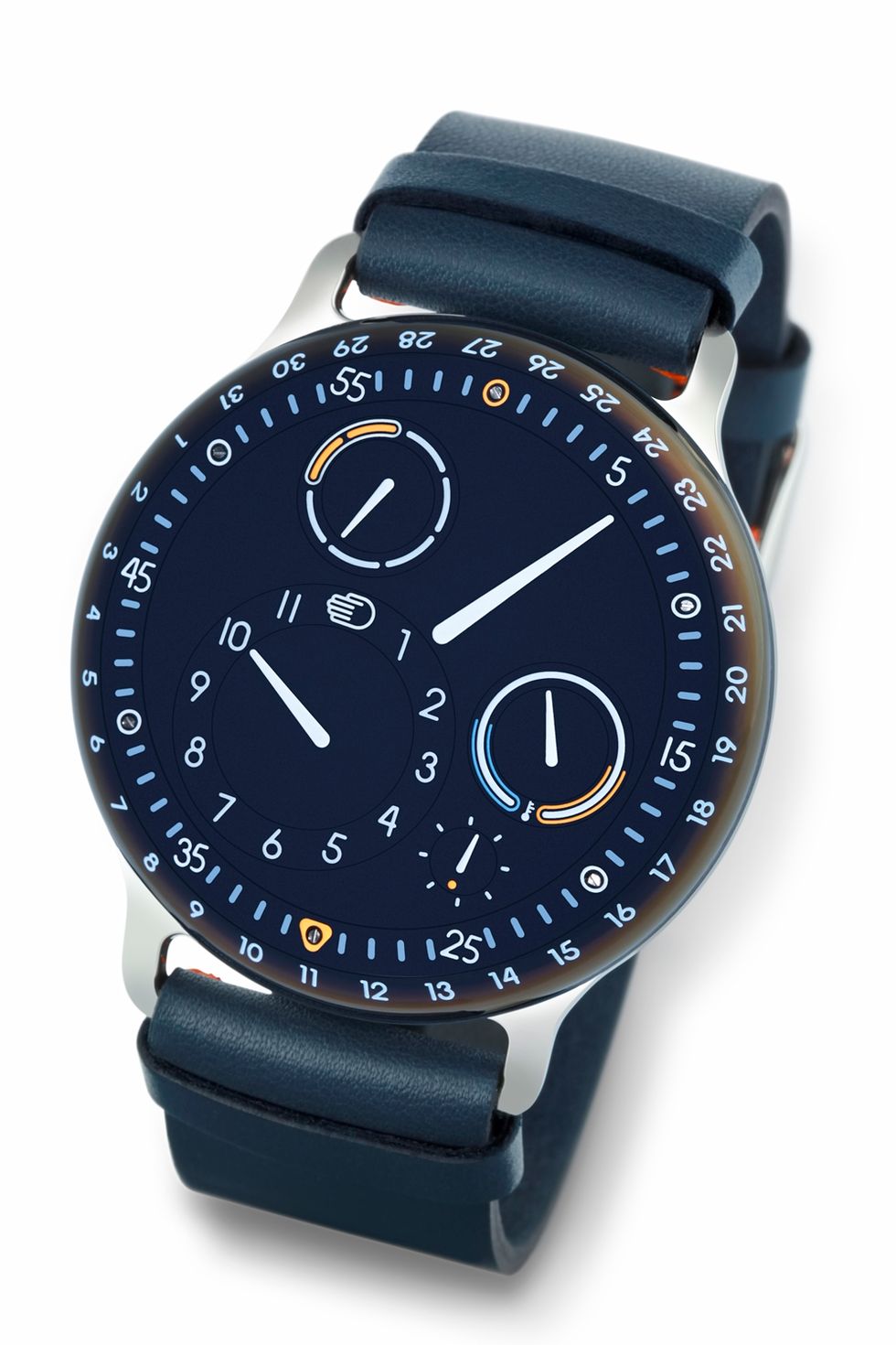 Blue, Product, Watch, Analog watch, Glass, Photograph, White, Watch accessory, Font, Fashion accessory, 