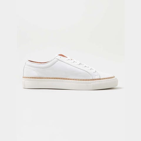 white sneakers with tan bottoms