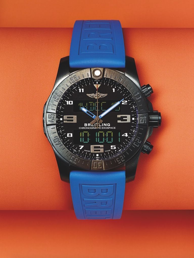 Blue, Product, Watch, Analog watch, Orange, Glass, Red, Watch accessory, Fashion accessory, Font, 
