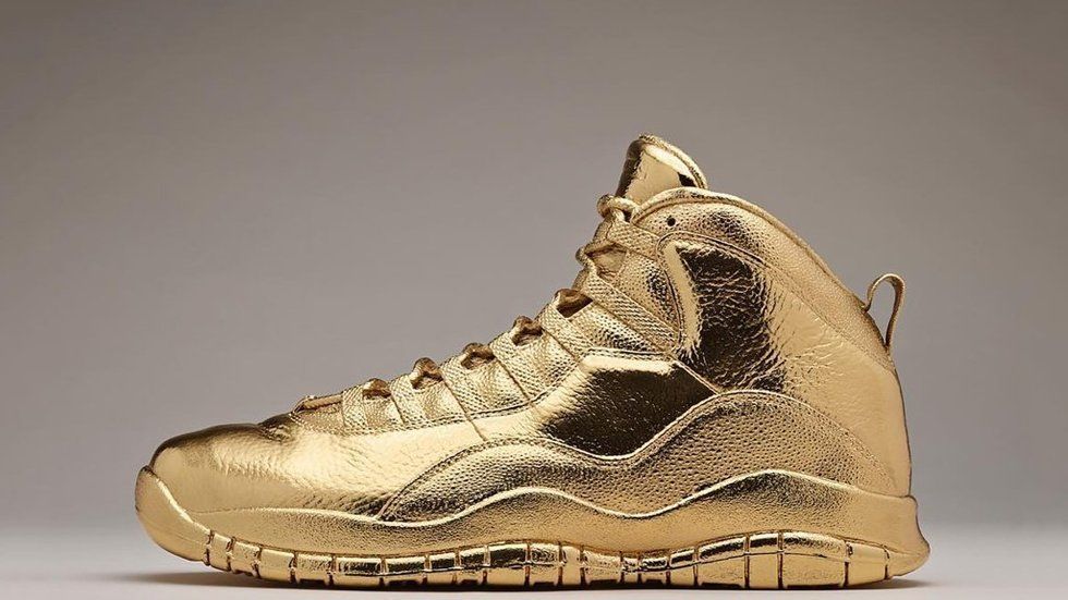 gold & gold trainers
