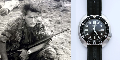 Soldier, Product, Analog watch, Watch, Military person, Watch accessory, Shotgun, Black, Wrist, Marines, 