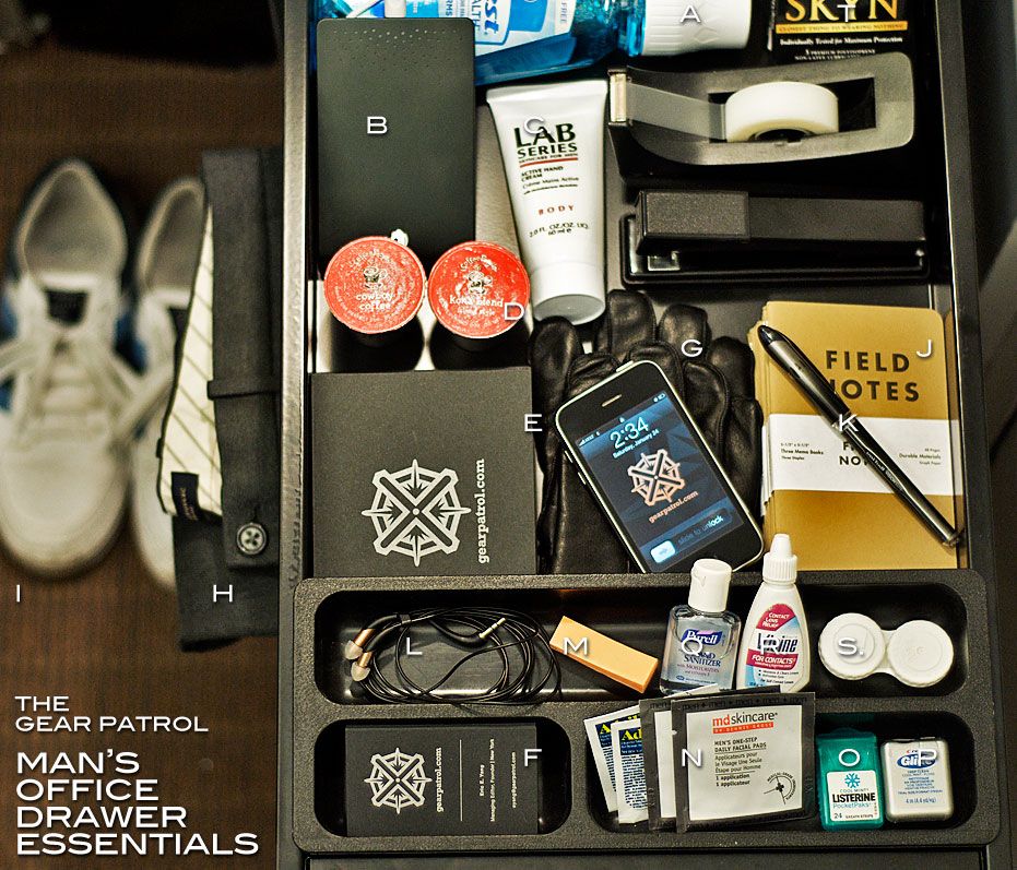 A Man's Office Drawer Essentials