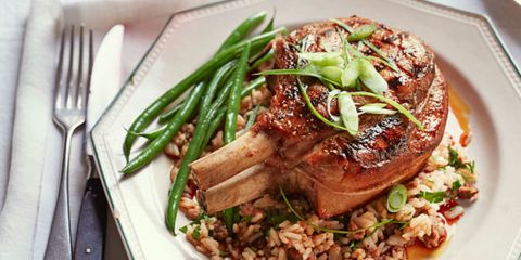 Sweet 'n' Sticky Pork Chops with "Dirty" Rice