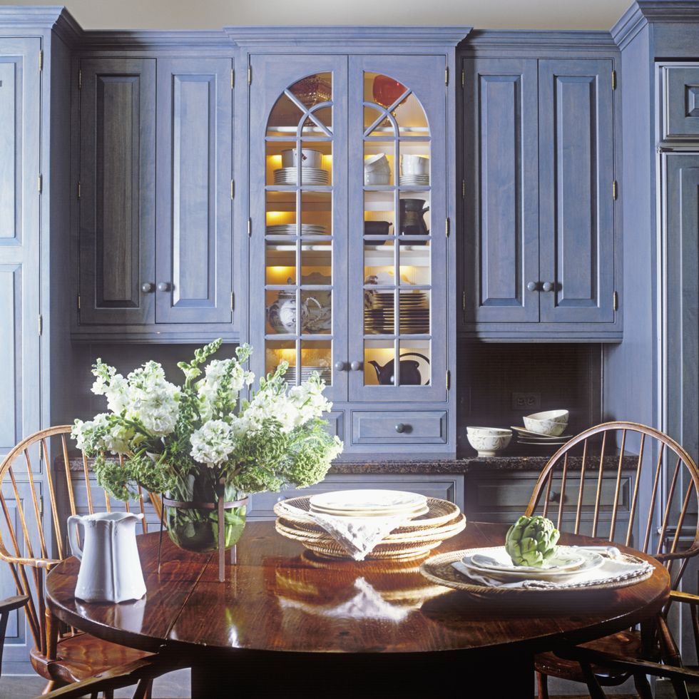 Blue Painted Kitchen Cabinets