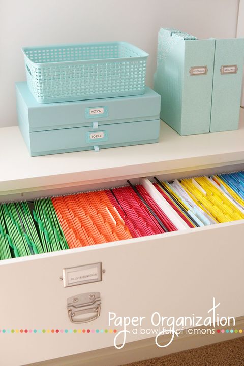 organizing tips - Colorful File Folders