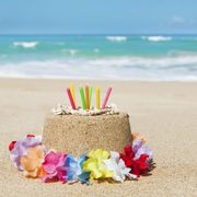 Sweetness, Summer, Sand, Beach, Petal, Ocean, Shore, Coast, Dessert, Birthday candle, 