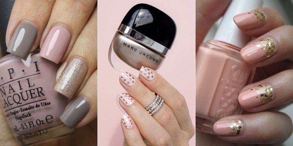 blush color nail design