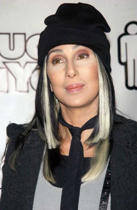 cher with black and white hair