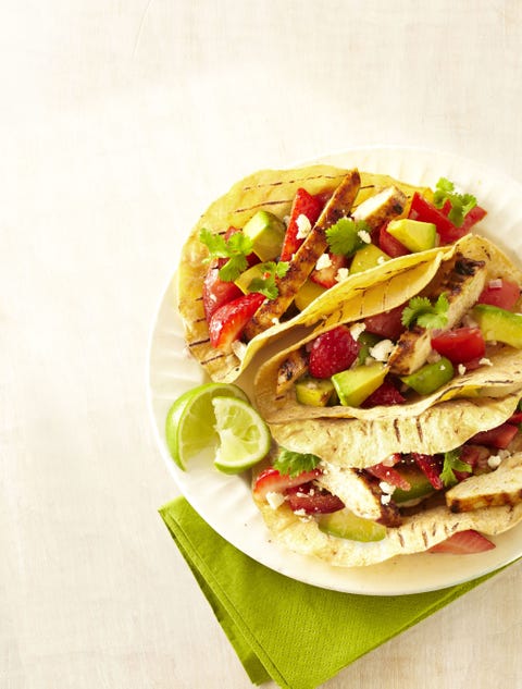 Grilled-Chicken Tacos with Strawberry Salsa - Cinco de Mayo Recipes Grilled-Chicken Tacos with Strawberry Salsa - Cinco de Mayo Recipes