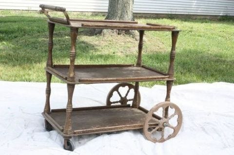 Vintage Tea Cart Makeover Bar Cart As A Towel Rack Vintage Tea Cart Makeover Bar Cart As A Towel Rack